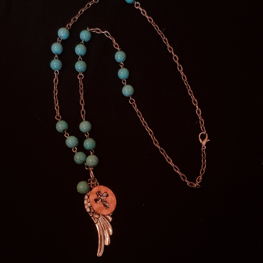 Angel wing and cross Necklace